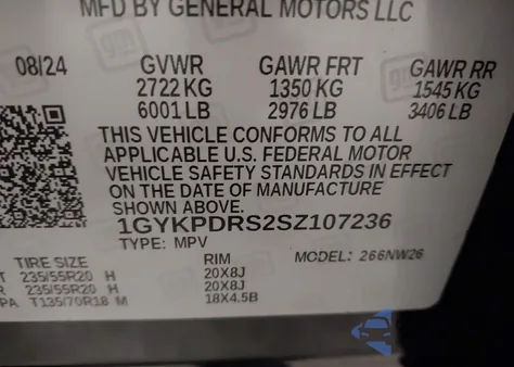 2025 Cadillac Xt6 Awd Premium Luxury z USA, uszkodzony, nr VIN 1GYKPDRS2SZ107236